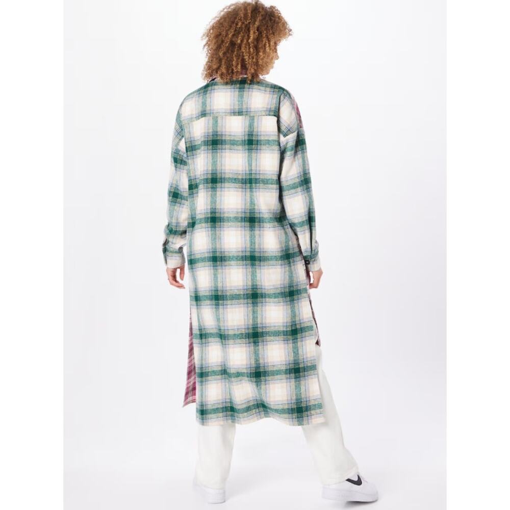 Nasty Gal Pink Plaid Print Longline Button Down  Shacket - Picture 2 of 10